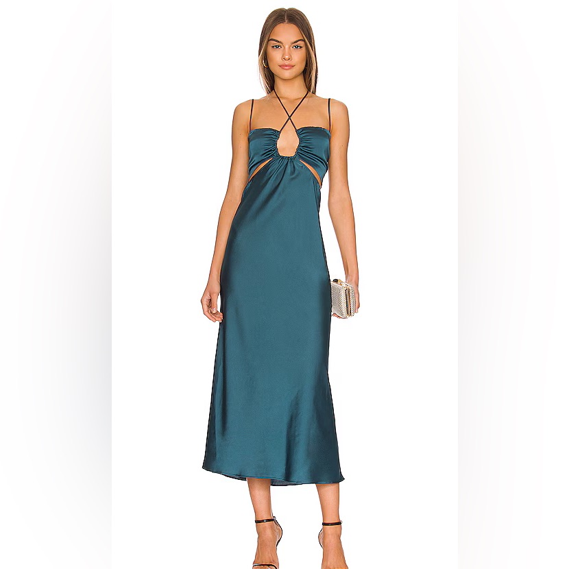 Show Me Your Mumu Codie Cut Out Dress In Jade Medium Pullover Sleeveless Cutout